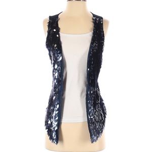 Cache Blue Sequin Sweater Vest